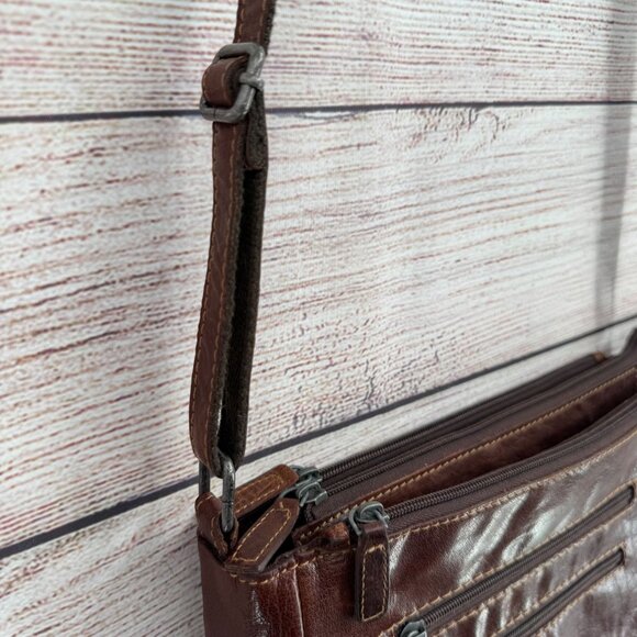 Jack‎ Georges Brown Leather Purse 6 Zippered Pockets - Picture 6 of 16